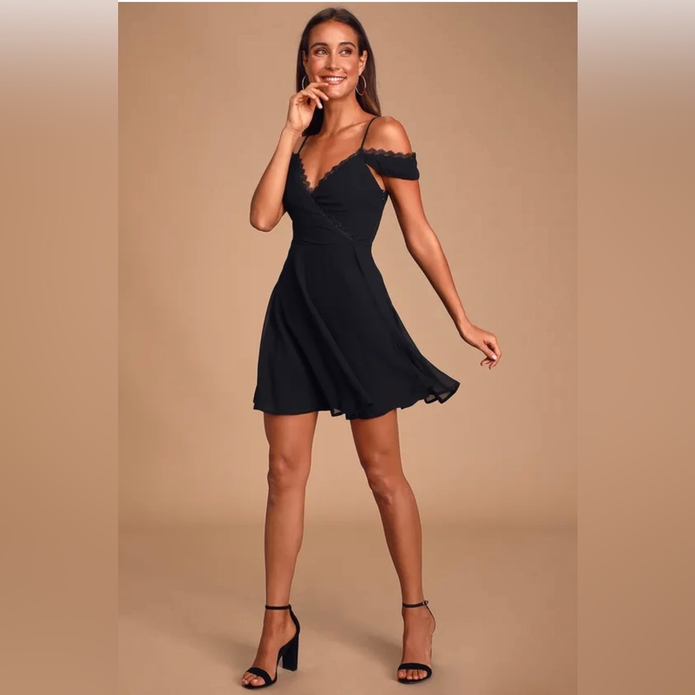 Black Lace Off-the-Shoulder Dress